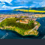 stock-photo-aerial-view-of-samuel-s-fortress-and-plaosnik-at-ohrid-in-north-macedonia-1426740269